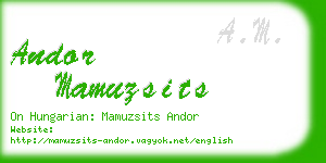 andor mamuzsits business card